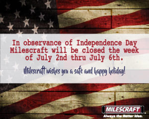 Milescraft wishes you a safe and happy holiday!